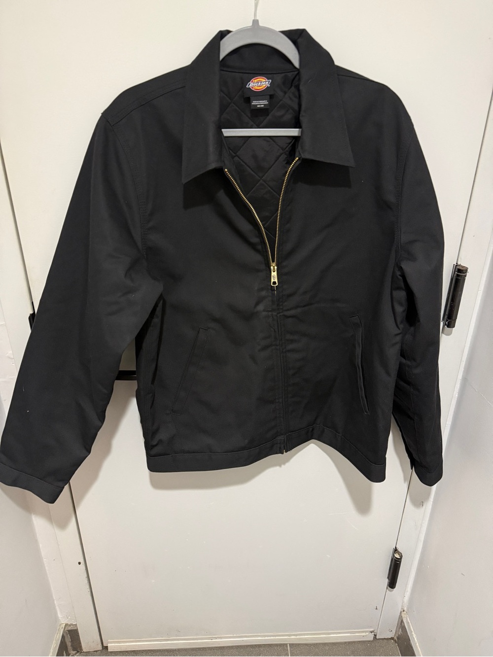 Dickies Black Workwear Quilted Zip Jacket with Gold Zipper